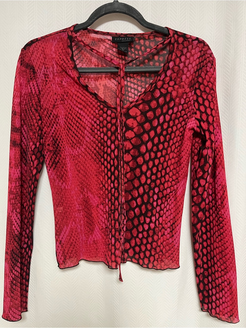 Vintage Express Y2K Mesh Snakeskin Top M
